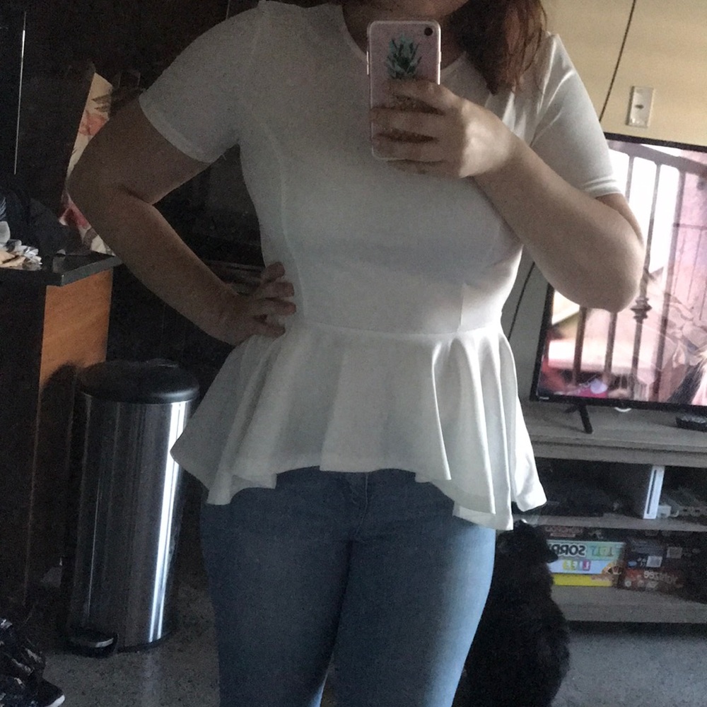 White peplum top NWOT